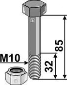 Hexagon bolt M10x1,5x85 with self-locking nut - AgriParts image