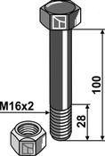 Hexagon Bolt M16x2x100 with self-locking nut - AgriParts image