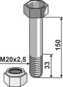 Hexagon Bolt M20x2,5x150 with self-locking nut - AgriParts image