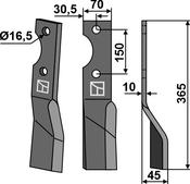 Rotary tine, right model - AgriParts