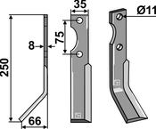 Rotary tine, left model - AgriParts