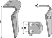 Tine for rotary harrows, left model - AgriParts