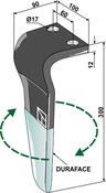 Tine for rotary harrows (DURAFACE) - right model - AgriParts
