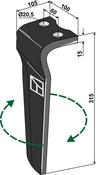 Tine for rotary harrows, right model - AgriParts