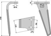 Tine for rotary harrows, left model - AgriParts