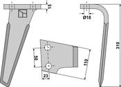 Tine for rotary harrows, right model - AgriParts