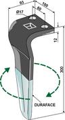 Tine for rotary harrows (DURAFACE) - right model - AgriParts