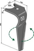 Tine for rotary harrows, left model - AgriParts