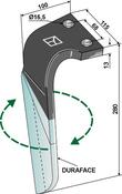 Tine for rotary harrows (DURAFACE) - right model - AgriParts