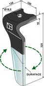 Tine for rotary harrows (DURAFACE) - right model - AgriParts