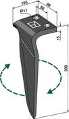Tine for rotary harrows, right model - AgriParts