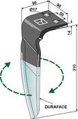 Tine for rotary harrows (DURAFACE) - right model - AgriParts