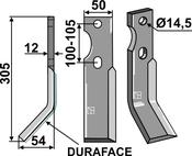 Rotary tine DURAFACE, left model - AgriParts