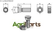 Plough bolt M12x1,75x30 with hexagon nut - AgriParts image