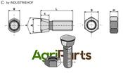 Plough bolt M12x1,75x32 with hexagon nut - AgriParts image