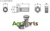 Plough bolt M12x1,75x33 with hexagon nut - AgriParts image