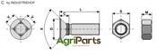Plough bolt M12 x 1,75 x 35 and hexagon nut - AgriParts image