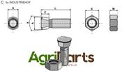 Plough bolt M12x1,75x38 with hexagon nut - AgriParts image