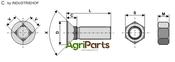 Plough bolt M12 x 1,75 x 40 and hexagon nut - AgriParts image