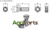 Plough bolt M12x1,75x45 with hexagon nut - AgriParts image