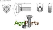 Plough bolt DIN608 M12x1,75x85 and hexagon nut - AgriParts image