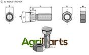 Plough bolt M16x2x30 with hexagon nut - AgriParts image