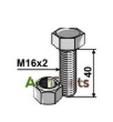 Hexagon bolt M16x2x4 without nut - Galvanized - AgriParts image