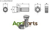 Plough bolt M16x2x40 with hexagon nut - AgriParts image