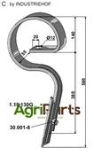 Straight harrow tine with share - AgriParts