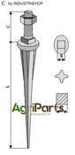 Cone shaped harrow teeth with ribs "star" natural hard straight - AgriParts