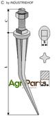 Cone shaped harrow teeth with ribs "star" hardened curved - AgriParts