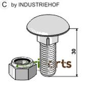 Saucer-head screw M12x1,75x30 with self-locking nut - AgriParts image