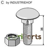 Saucer-head screw M12x1,75x35 with self-locking nuts - AgriParts image