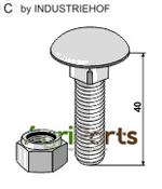Saucer-head screw M12x1,75x40 with self-locking nuts - AgriParts image