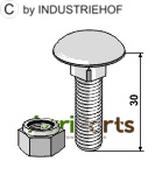 Saucer-head screw M10x1,5x30 with self-locking nuts - AgriParts image