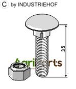 Saucer-head screw M10x1,5x35 with self-locking nuts - AgriParts image