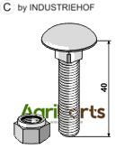 Saucer-head screw M10x1,5x40 with self-locking nuts - AgriParts image