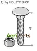 Saucer-head screw M10x1,5x45 with self-locking nuts - AgriParts image