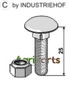 Saucer-head screw M8x1,25x25 with self-locking nuts - AgriParts image
