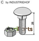 Saucer-head screw M10x1,5x25 with self-locking nuts - AgriParts image