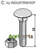 Saucer-head screw M8x1,25x35 with self-locking nuts - AgriParts image