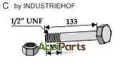 Hexagon Bolt with self-locking nut - 1/2''UNF - AgriParts image