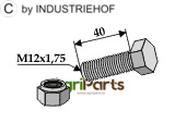 Hexagon Bolt M12x1,75x40 with self-locking nut - AgriParts image