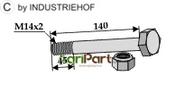 Hexagon Bolt M14x2x140 with self-locking nut - AgriParts image