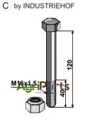 Hexagon Bolt M16x1,5x120 with self-locking nut - AgriParts image
