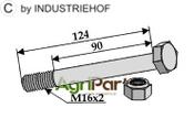 Hexagon Bolt M16x2x124 with self-locking nut - AgriParts image
