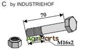 Hexagon Bolt M16x2x70 with self-locking nut - AgriParts image