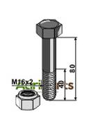 Hexagon Bolt M16x2x80 with self-locking nut - AgriParts image