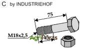 Hexagon Bolt M18x2,5x75 with self-locking nut - AgriParts image