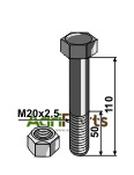 Hexagon Bolt M20x2,5x110 with self-locking nut - AgriParts image